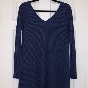 Navy blue Long Sleeve Mini Dress
